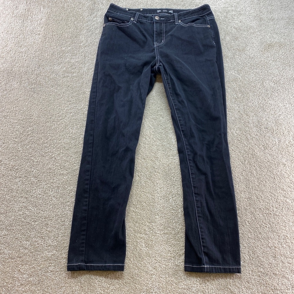 Tru Luxe Jeans Straight Leg Womens 31x26 Indigo Contrast‎ Stitch Studded